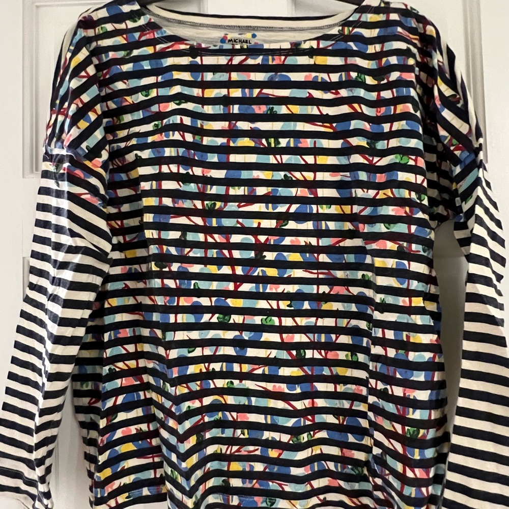 J Crew Colorful Striped Long Sleeve Top size L